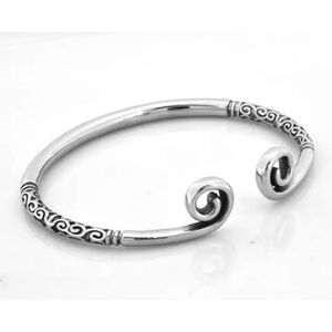 NEW Men's Engraved‎ Unisex 925 Sterling Silver Cuff Bracelet 6cm-7cm, Adjustable